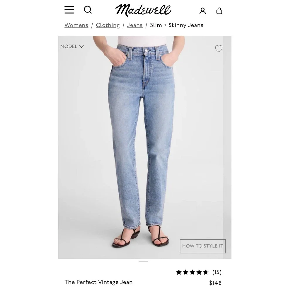 Madewell The Perfect Vintage Jean Light Indigo High Rise Tapered MB965 Size 32 - Picture 2 of 12